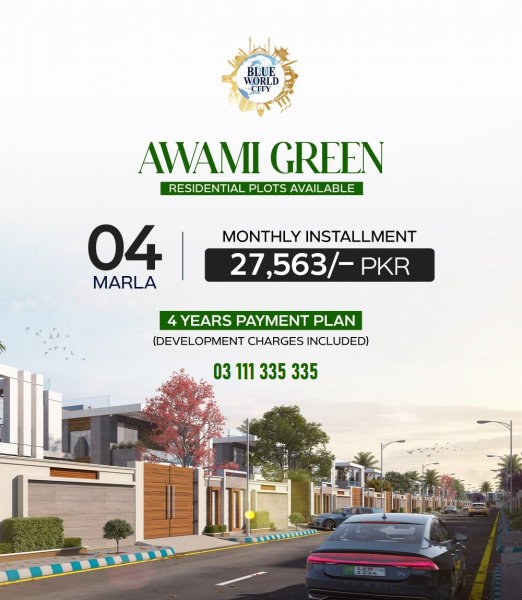 Awami Green By Blue World City 4 & 6 Marla plots